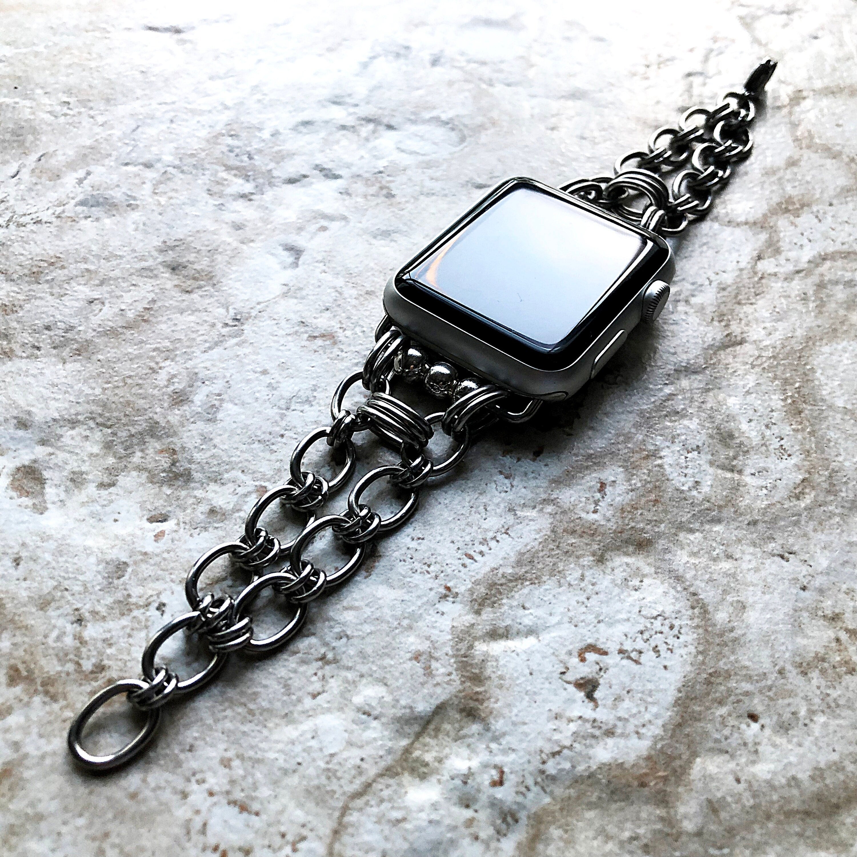 Apple Watch Band for Ultra 2 9 8 7 SE 6 5 4 3 2 1 Series 38mm 40mm 41mm 42mm 44mm 45mm 49mm Chain Oval Link Bracelet Tarnish Resistant S304